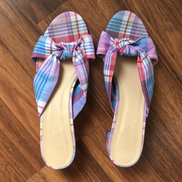 J. Crew Shoes - J.Crew Plaid Knotted Slides